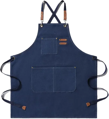 Vista 6 de Kitchen Chef Aprons for Women and Men with 3 Pockets for Cooking BBQ Bib Work