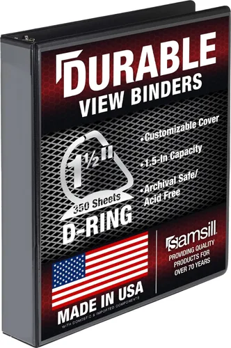 Vista 26 de Samsill - Carpeta duradera de 5 pulgadas, fabricada en los Estados Unidos, con anillos en D, transparente y personalizable, color blanco