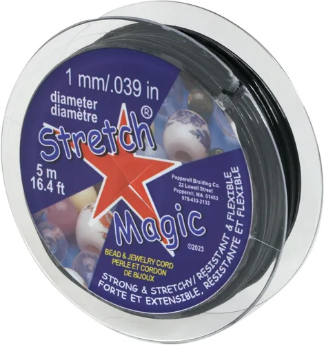 Vista 17 de Stretch Magic Cordón elástico para cuentas – Color negro, 0.020 in de diámetro, 32.8 ft (32 pies) – Cuerda fácil de anudar, fuerte y elástica