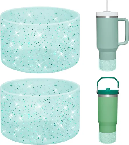 Vista 21 de WUQID Paquete de 2 fundas de silicona brillantes compatibles con Stanley Quencher Adventure de 40 onzas y Stanley IceFlow de 20 onzas y 30 onzas