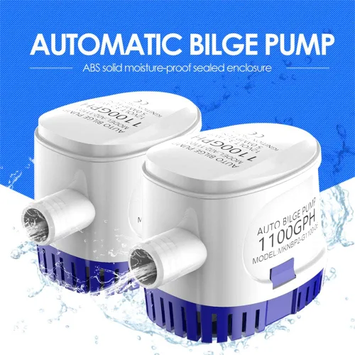 Vista 2 de Bomba de sentina automática para barco con interruptor de flotador, 12 V, 1100 GPH de bajo ruido, bombas de sentina automáticas de alta eficiencia