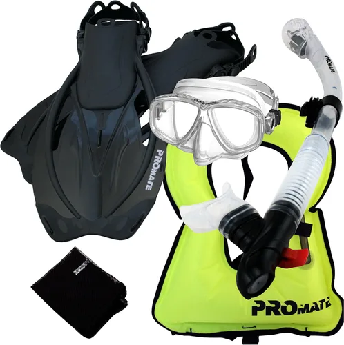 Vista 6 de Promate Chaleco de buceo Máscara de purga Aletas de snorkel seco Juego de bolsa de malla