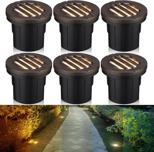 LEONLITE Dia. Luces de pozo LED para paisaje de 4 pulgadas empotradas en el suelo, parte superior enrejillada, 5 temperaturas de color