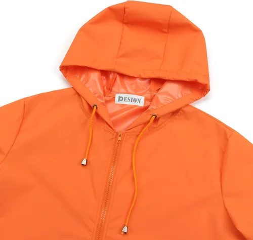 Vista 6 de PESION Women's Waterproof Raincoat Lightweight Rain Jacket Hooded Windbreaker with Pocket for Outdoor