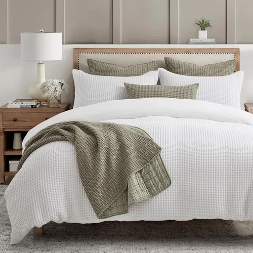 Vista 2 de Levtex Home - Mills Waffle Taupe - Almohada decorativa (12 x 24 pulgadas) - Waffle - Taupe