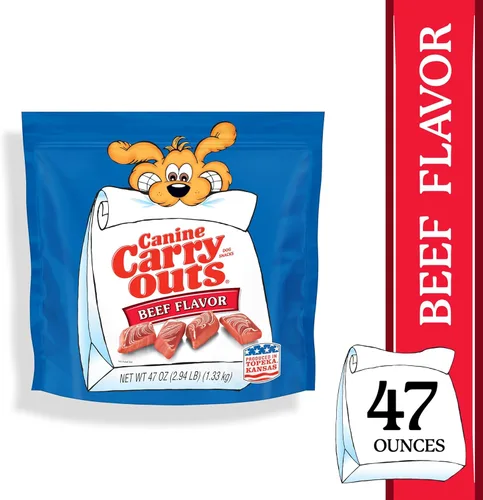 Vista 2 de Canine Carry Outs Golosinas para perros, sabor a ternera, bolsa de 47 onzas