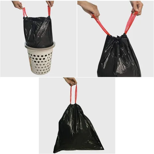 Vista 3 de Bolsas de basura negras con cordón de 7 galones, bolsas de basura, 210