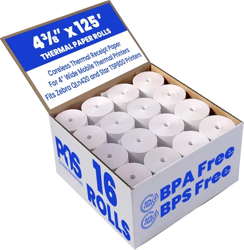 Vista 11 de 2 1/4 x 16 pies x 200 rollos de papel térmico sin BPA sin núcleo para impresoras térmicas de recibos Poynt y Pidion. Diámetro de 0.709 in