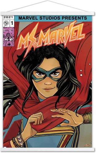 Vista 20 de Trends International Marvel Ms. Marvel - Póster de pared de cómic, 22.4 pulgadas de largo x 14.7 pulgadas, versión enmarcada en madera de granero