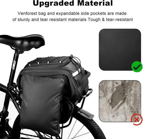 Vista 4 de Bolsa Trasera para Bicicleta, Bolsa de Maletero de Bicicleta de 20L PVC Impermeable para Bicicletas de Carretera y de Montaña, Bolsa Multifuncional