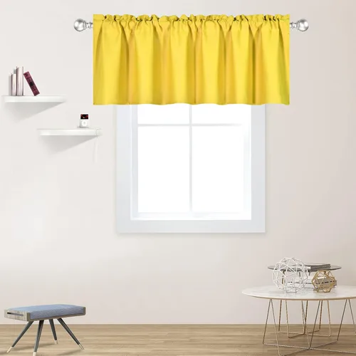 Vista 55 de DECOVSUN Cenefa morada para ventanas de 60 x 18 pulgadas, aislamiento térmico sólido, bolsillo para cortinero, cenefa corta para cocina, cenefa
