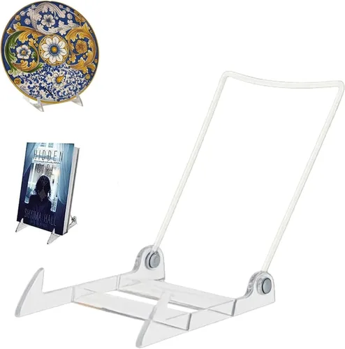 Vista 12 de KINGDOM SOLUTIONS Made in USA - Paquete de 2 caballetes acrílicos ajustables – Soporte para platos – Soporte resistente para libros de arte