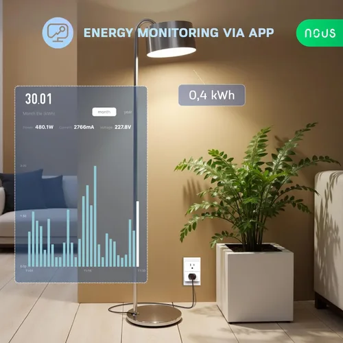 Vista 6 de NOUS Enchufe inteligente Wi-Fi de 5 GHz 15A, monitoreo de energía, compatible con Alexa, Google Home, aplicación inteligente Tuya, control remoto