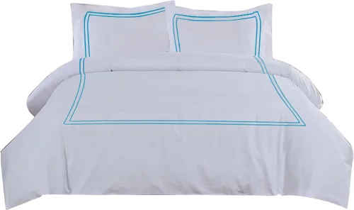 Vista 38 de BedDecor Lujoso juego de funda de edredón de algodón egipcio de 400 hilos, 1 pieza con hermoso bordado de 2 rayas