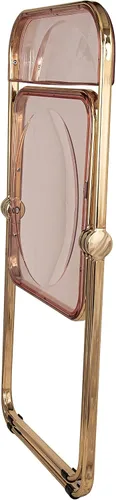 Vista 6 de LeisureMod Juego de 2 sillas plegables modernas de acrílico transparente Silla de escritorio con marco de metal dorado Cómoda silla decorativa