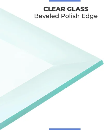 Vista 6 de Superficie de mesa de vidrio templado transparente cuadrada de 18 pulgadas con borde plano pulido y 1/4 de pulgada de grosor para mesas de comedor