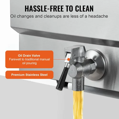 Vista 5 de VEVOR Freidora comercial, freidora eléctrica de pavo de 3000 W con canasta, gran capacidad de 30.6 cuartos de galón / 29 L, freidora de aceite