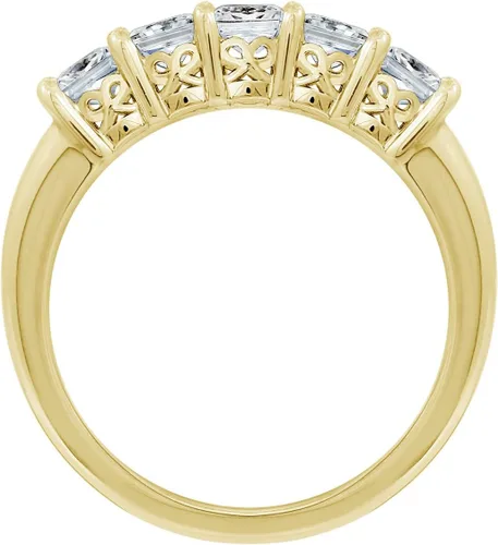 Vista 2 de Tienda Collection Platinum or Gold Plated Sterling Silver Princess-Cut 5-Stone Ring made with Infinite Elements Zirconia