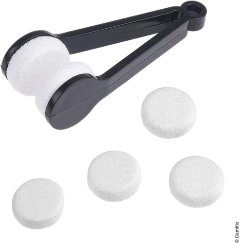 Vista 3 de Kit de limpieza para lentes/gafas de sol - Herramienta de limpieza de lentes con 2 juegos de almohadillas de repuesto, botella de spray de limpieza