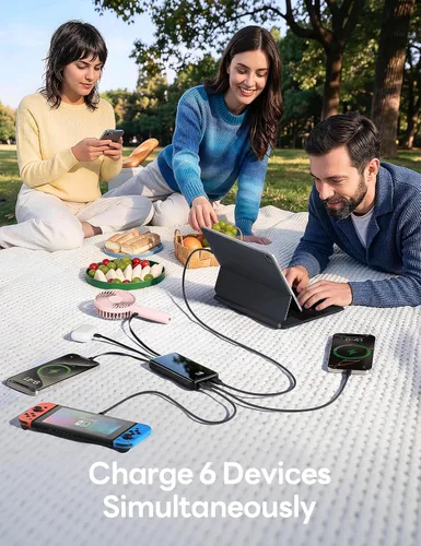 Vista 10 de Cargador portátil 50000mAh, 4 cables incorporados,Banco de energía de carga