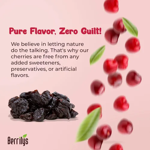 Vista 3 de Berrilys Cerezas Ácidas Deshuesadas Secas Sin Azúcar Orgánicas (5 lb) - Sin Azúcar Añadido, Perfectas para Hornear, Aperitivos y Ensaladas - Fruta