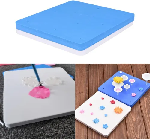 Vista 9 de 2 almohadillas de flores de fondant para modelar y dar forma a pasteles herramientas de decoración para pasta de goma y flores