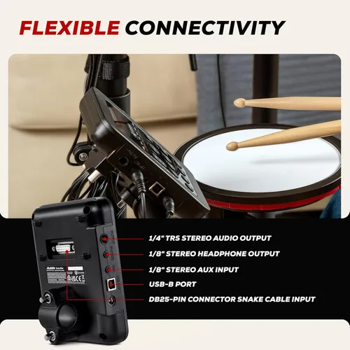 Vista 9 de Alesis Turbo Max Set de Batería Eléctrica con Almohadillas de Malla Silenciosas de 8", Lecciones, Bluetooth y Accesorios, Plegable