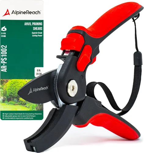 AlpineReach Anvil Tijeras de podar para jardinería, podadoras ergonómicas afiladas, cortadoras de plantas de hoja de acero de alto carbono, mango
