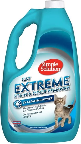 Simple Solution Eliminador de manchas y olores para gatos, fórmula probacteriana y enzimática, elimina las manchas y olores difíciles de los gatos