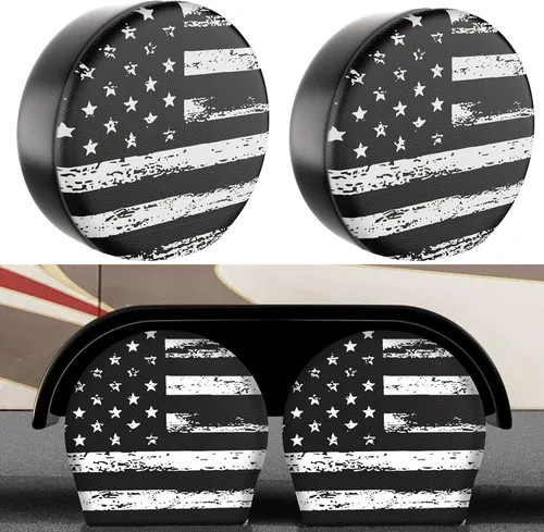 Vista 13 de Moonet Paquete de 2 fundas de cuero grueso de PVC para llantas, protectores de ruedas resistentes para camiones, SUV, autocaravanas, cámper