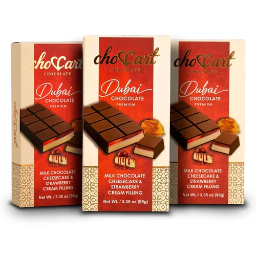 Vista 22 de ChocCart Dubai - Barra de chocolate con relleno de galletas y Kunafa, postre de chocolate con leche premium, estilo viral Knafeh, caja de regalo