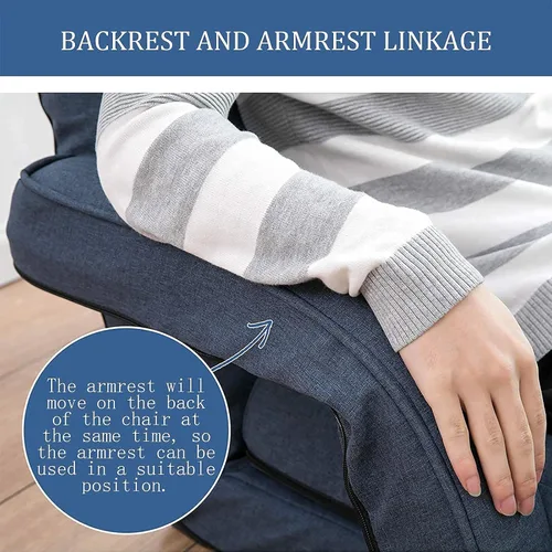 Vista 7 de FLOGUOR Silla de piso ajustable de 14 posiciones, tumbona para interiores, sofá plegable perezoso con reposabrazos y una almohada acolchada para Azul