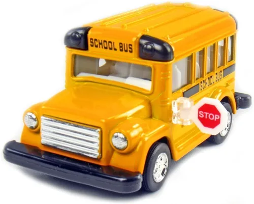 KiNSMART Autobús escolar corto de metal fundido a presión de 4" con acción de retroceso