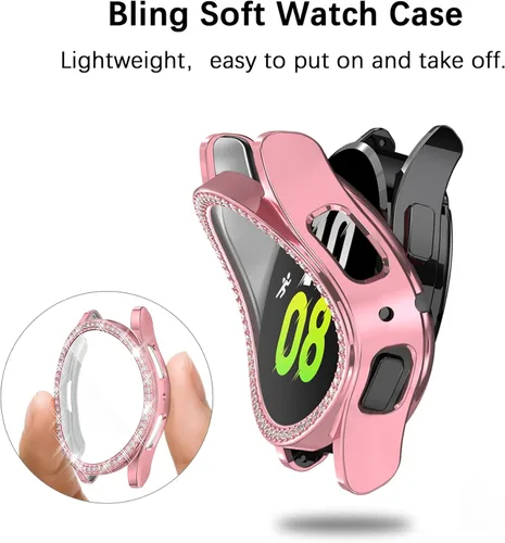 Vista 5 de Paquete de 16 unidades de protector de pantalla para reloj YUVIKE compatible con Samsung Galaxy Watch 5/4 40mm, funda suave TPU con destellos