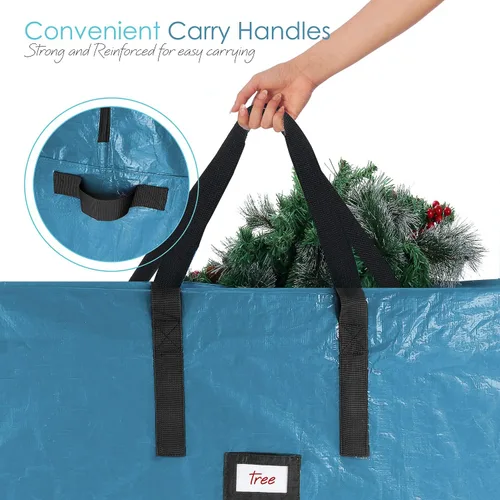 Vista 3 de Hearth & Harbor - Bolsa de almacenamiento para árbol de Navidad de 9 pies, bolsa para árbol de Navidad artificial con asas reforzadas, cremallera