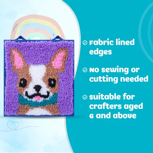 Vista 5 de LatchKits Kit de gancho para cachorros - Proyecto de manualidades fácil de aprender - Sin coser ni cortar - para mayores de 6 años, lienzo