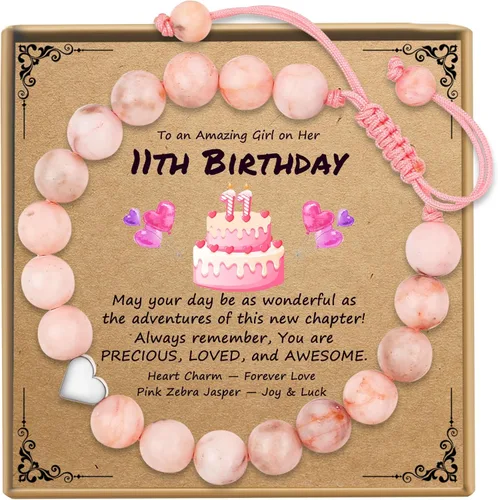 Vista 16 de Sereney Regalos de cumpleaños para niñas, pulseras de cuentas como regalo de cumpleaños de 1/2, 1, 2, 3, 4, 5, 6, 7, 8, 9, 10, 11, 12, 12, 13, 14