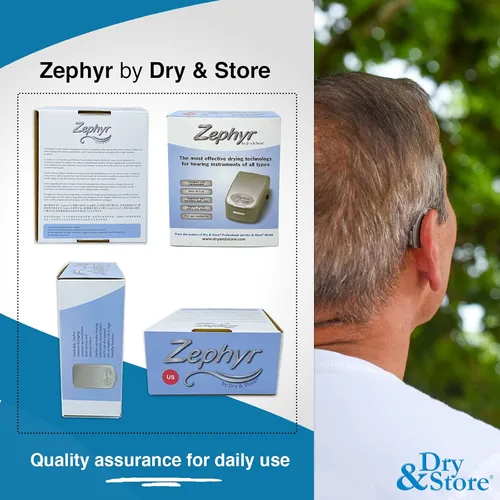 Vista 8 de Zephyr by Dry & Store Secador/deshumidificador de instrumentos auditivos para el cuidado y mantenimiento de audífonos Procesadores cocleares