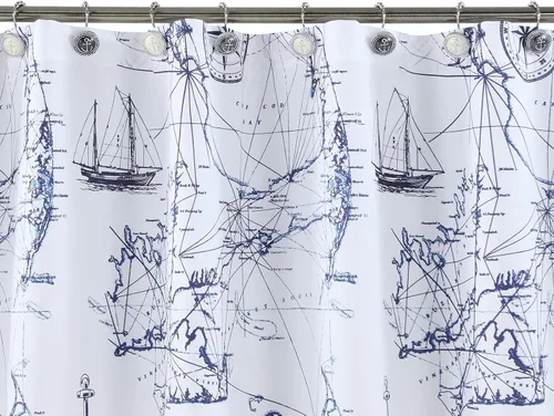 Vista 6 de Ganchos decorativos de aviación para cortina de ducha, 5 bolas de anillo de rodillo, ganchos diseñados para cortinas de baño, juego de 12