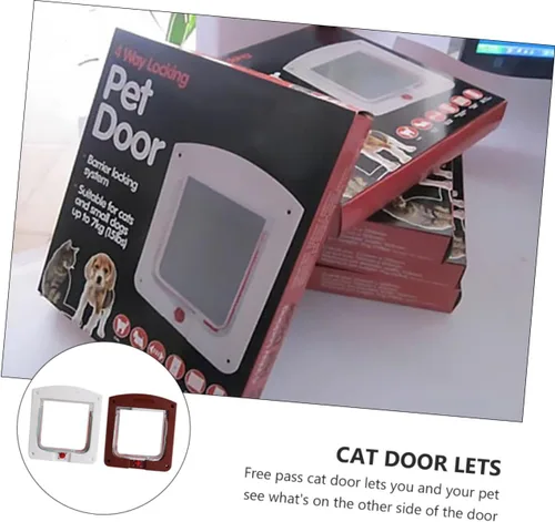 Vista 8 de HEMOTON 2 puertas controlables con solapa para gatos para un fácil acceso, portal para gatos, duradera, fácil de instalar, puerta para mascotas