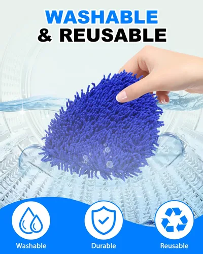 Vista 6 de Paquete de 5 almohadillas de microfibra, fundas de repuesto de felpilla de alta densidad mejoradas para herramientas de limpieza de parabrisas