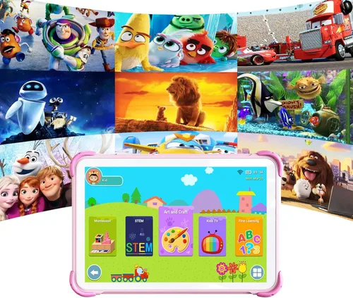 Vista 3 de Tableta para niños de 10 pulgadas para niños de 3 a 7 32 GB ROM Tablet para niños pequeños con soporte para estuche, tableta Android para niños