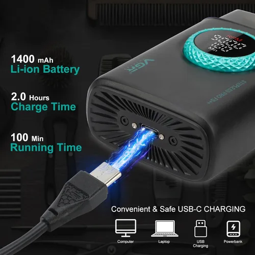 Vista 4 de VGR 378 Electric Shavers for Men, Triple Floating Blade Foil Shaver Cordless Men's Electric Razor, 9000 RPM Motor Bald Shavers Titanium Foils with