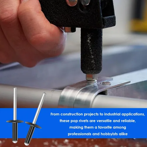 Vista 5 de smseace 150 Pcs 3/16" x 1/2" Remaches de gran tapa de extremo abierto 4.8 x 12mm Remaches de brida grande negros