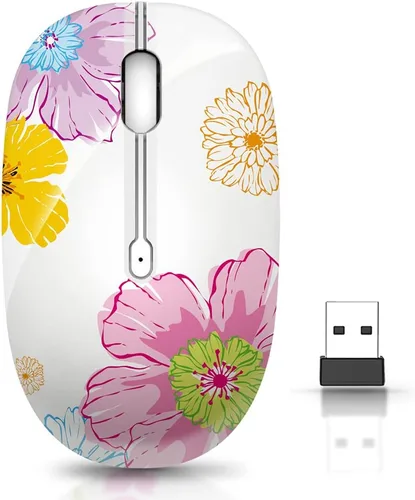 Vista 14 de JUHOO Ratón inalámbrico con nano receptor para PC, laptop, notebook, computadora, MacBook, menos ruido, ratones ópticos portátiles y móviles
