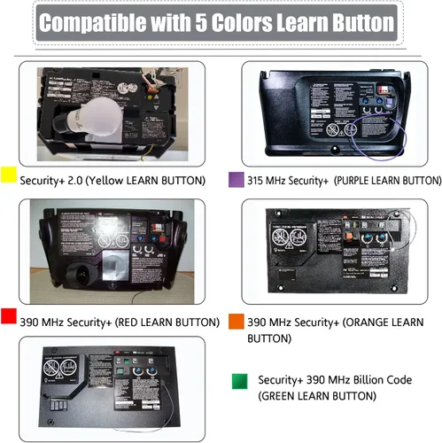 Vista 3 de LAWOHO 890MAX Control remoto universal para puerta de garaje compatible con botón de aprendizaje morado/rojo/naranja/verde/amarillo Sears Craftsman