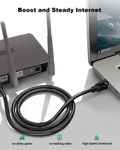 Vista 7 de Yauhody Cable Ethernet CAT 8, 6 pies (paquete de 5) ultra alta velocidad 40Gbps 2000MHz SFTP 26AWG CAT8 cable de red LAN de Internet con conector