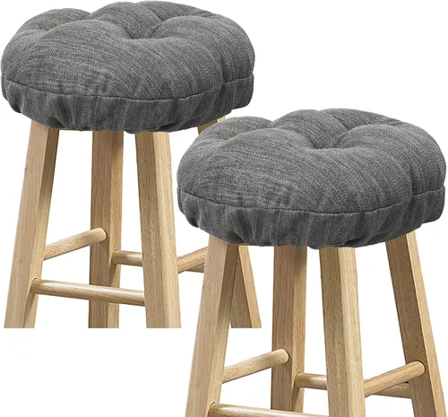 Vista 9 de baibu Fundas de taburete redondas, súper suaves y redondas, fundas de cojín de asiento para taburete de bar, solo un cojín (beige, 12 pulgadas)