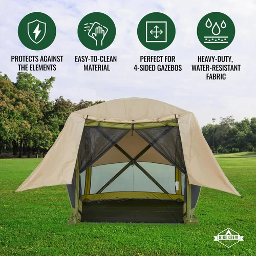 Vista 2 de Hike Crew Toldo de refugio de lluvia compatible con carpa desplegable de 4 lados con paneles de 6 pies Toldo duradero que transforma tu glorieta