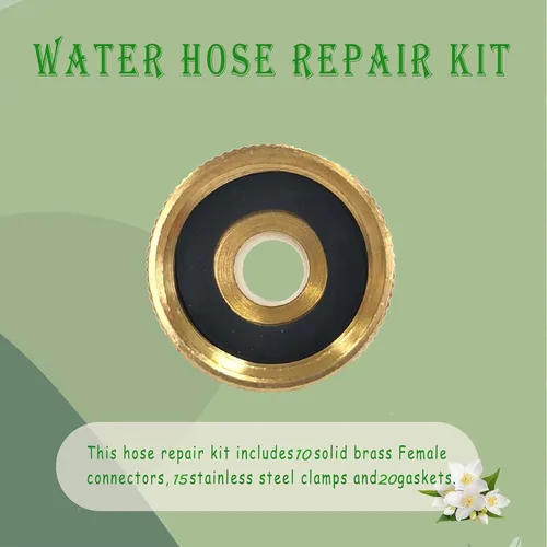 Vista 4 de AOPANDA Conector de reparación de extremo de manguera de agua de latón macizo con púa de 1/4" x rosca GHT hembra de 3/4", incluye abrazaderas